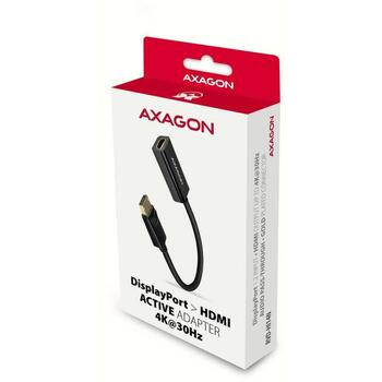 Axagon адаптер RVD-HI14N DP на HDMI 0.15м, 4K/30Hz, 1 HDMI порт, 1 DisplayPort (RVD-HI14N)