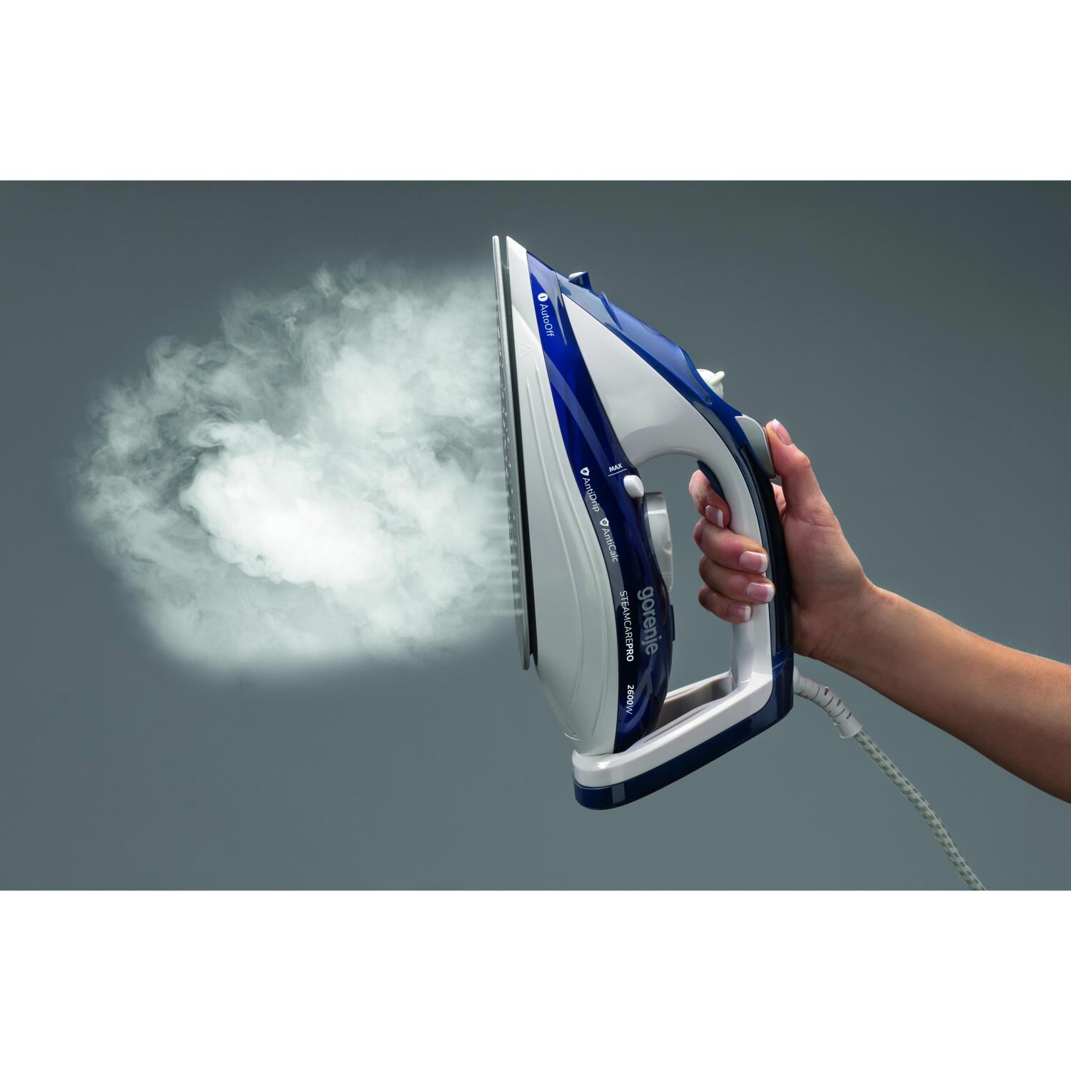 Gorenje Tvaika gludeklis SIH2600BLC, 2600 W, 350 ml, 30 g/min, 95 g/min, zils/balts, automātiskā izslēgšana, pretpilēšanas sistēma (SIH2600BLC)