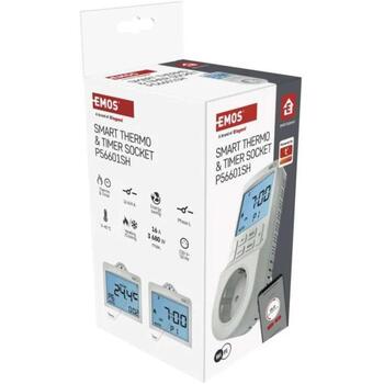 Emos Термостат МОДЕЛЬ P56601SH, цифровой, Wi-Fi, 3 680 W, 24 программы таймера, защита от детей, голосовое управление (P56601SH)