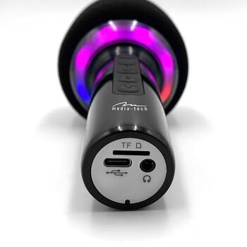 Media-Tech караоке микрофон MT399, Bluetooth 5.0, 5W, 4ч, USB-C, 10м, диско-подсветка, модулятор голоса (MT399)