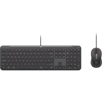 Logitech Проводной комплект MK620 920-013349, 1.80m, 0.95kg, 400-4000 DPI, USB Type-C, Тихие щелчки, Эргономичная мышь (920-013349)