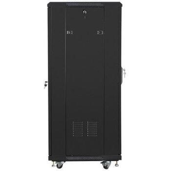Lanberg Напольный шкаф FF01-6627-12B, 27U, 600mm, черный, максимальная нагрузка до 800kg, IP20, 2 вентилятора (FF01-6627-12B)