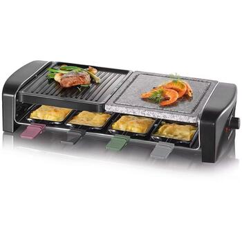 Severin Гриль RG 9645, 1400 W, черный, 8 сковородок, плита из натурального камня, электрический, регулируемый термостат (9645)