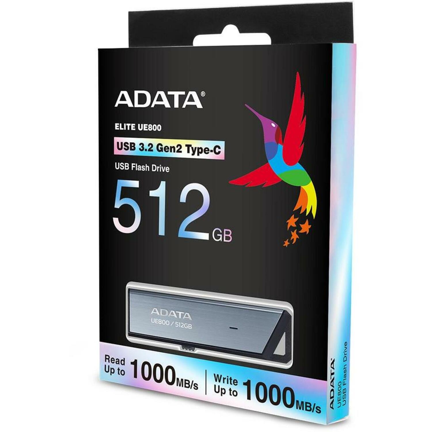 Adata USB флеш-накопитель AELI-UE800-512G-CSG 512GB, USB Type-C, 3.2 Gen 2, скорость чтения 1000MB/s, скорость записи 1000MB/s (AELI-UE800-512G-CSG)