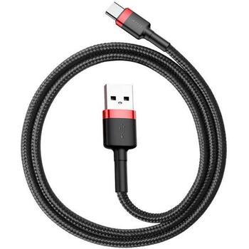 Baseus Cafule USB kabelis CATKLF-C91, USB-A–USB-C, 2m, 2A, 480Mbps, QC3.0, alumīnija sakausējums, pīts, Velcro (CATKLF-C91)