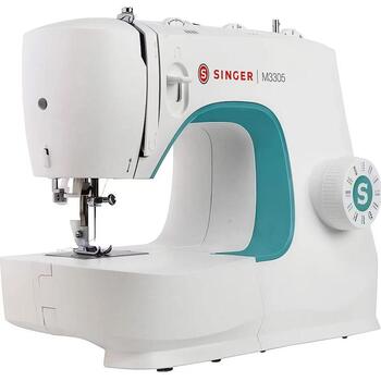 Singer Šujmašīna M3305, 23 dūrieni, 1 pogcaurums, balta, automātiska adatas vītņošana, brīvā roka (M3305)