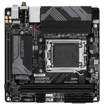 Gigabyte Mātesplate B650I AX 1.2, AMD Socket AM5, 5+2+1 fāzes VRM, līdz 6400MHz DDR5, 1xPCIe 4.0 M.2, 2.5GbE LAN, Wi-Fi 6E (B650I AX 1.2)