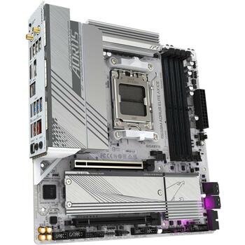 Gigabyte Mātesplate B650M A ELITE AX ICE 1.1, AMD Socket AM5, 12+2+2 fāzes VRM, 4 DIMM DDR5, 2x M.2, 2.5GbE LAN, Wi-Fi 6E (B650M A ELITE AX ICE 1.1)
