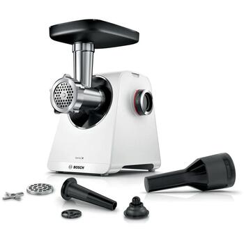 Bosch Gaļas mašīna MFWS607W, 2.1 kW, 3.5 kg/min, 2 ātrumi, metāla asmens, desu pildīšanas uzgalis, uzglabāšana (MFWS607W)
