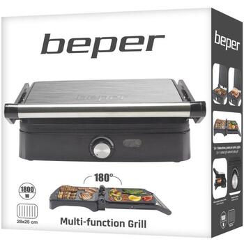 Beper P101TOS502, электрический настольный гриль, 1800 Вт, 28x25 см, 180°, термостат, антипригарное покрытие (P101TOS502)