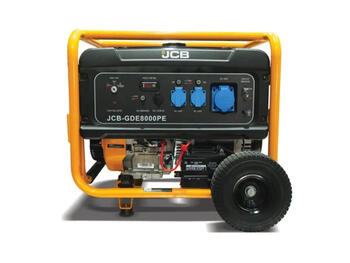 JCB benzīna ģenerators rezerves elektroapgādei 7.9kW 230/400V 3 fāzes elektriskais un rokas starts 25L riteņi JCB-GPL8010PE (JCB-GPL8010PE)