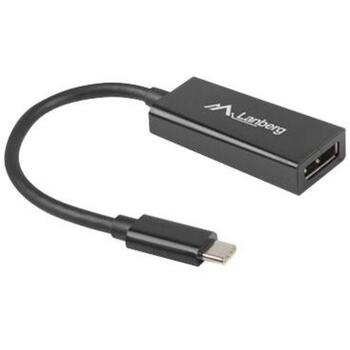 Lanberg Видео / аудио адаптер AD-UC-DP-01, 15см, USB-C мужской, DisplayPort женский, 1920x1200@60Hz, HDCP, USB 3.1 (AD-UC-DP-01)