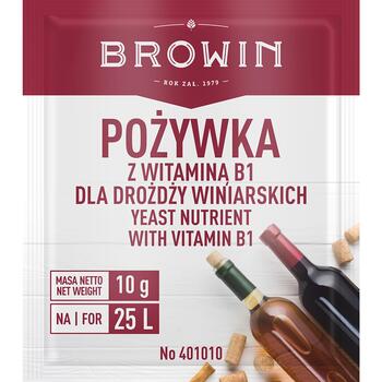 Browin Питание для винных дрожжей с витамином B1 401010, 10г, 25л, соединения азота и фосфора, активатор брожения (401010)