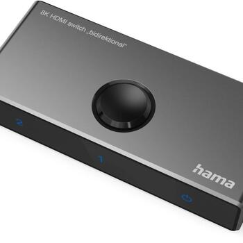 Hama HDMI переключатель 00205324, 2x2 HDMI, 7680×4320, 120Hz, ручное переключение, резиновая основа (00205324)