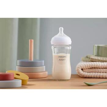 Philips Avent Natural Response стеклянная бутылочка SCY933/01, 240 мл, 1 шт., соска Flow 3, антиколиковая, без BPA (SCY933/01)