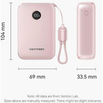 Vention Power Bank FKBP0-C 20000mAh 22.5W, 2 USB Type-C порта, 1 USB Type-A порт, розовый (FKBP0-C)