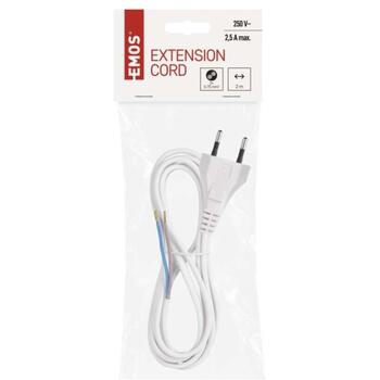 Emos Кабель питания S15272, 2м, 2x0,75mm2, белый, PVC, 1 шт, подвесной, H03VVH2-F, KF-H1 (HY020-F) (S15272)