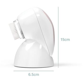 Homedics FAC-600-EU Compact Cleansing Brush, 3 насадки, IPX7, 3 ч зарядка, пульсация, розовое золото/белый (FAC-600-EU)