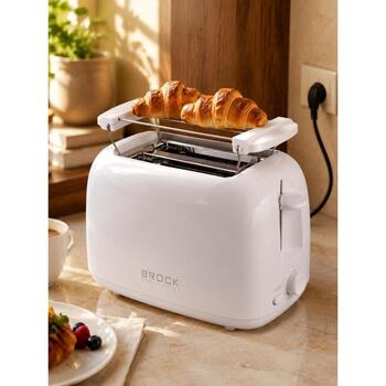Brock BT 1008 WH Tosteris, 750W, 2 šķēles, balts, regulējams līmenis, automātiska izslēgšanās (BT 1008 WH)