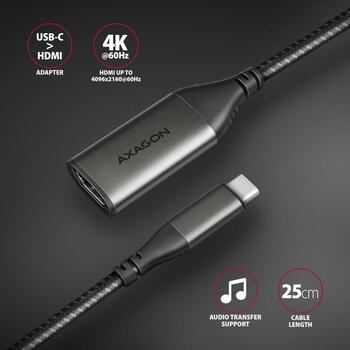Axagon Видео Кабельный Адаптер RVC-HI2M 0.25m USB Type-C на HDMI 2.1a 4K/60Hz HDR10, 23g, 65x22x10mm (RVC-HI2M)