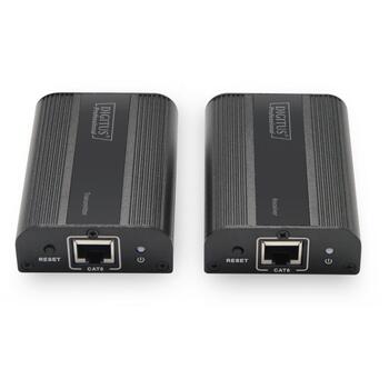 Digitus video/audio pagarinātājs DS-55204, 60m, 18Gbps, 4096x2160p, HDCP 2.2, IR, Cat 6/6a/7, alumīnija korpuss (DS-55204)