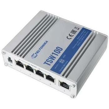 Teltonika коммутатор TSW100 5 портов 10/100/1000 PoE 4 порта, 30 Вт на порт, 2000 MAC, CE/RED, -40 - 75 °C (TSW100)