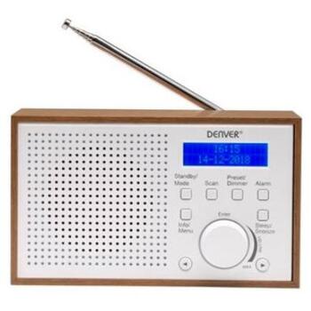 Denver Радиоприемник DAB-46W 111111000400, 2W, DAB+, FM, LCD, Будильник, 4xAA батареи (111111000400)