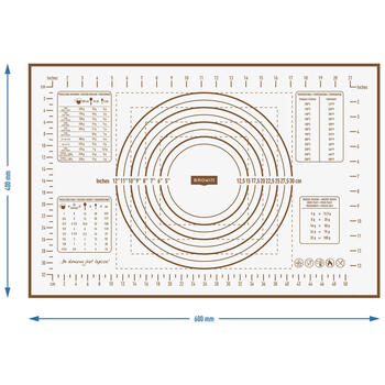 Browin Silikona paklājiņš 780000, 60x40cm, 0.4mm, -40 līdz +230°C, ar trafaretiem un kulinārijas kalkulatoru (780000)