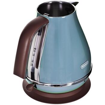 De'Longhi Чайник KBOV 2001.AZ, 2000 Вт, 1.7 л, нержавеющая сталь, 360° вращающаяся база, лазурный, защита от перегрева (KBOV2001AZ)