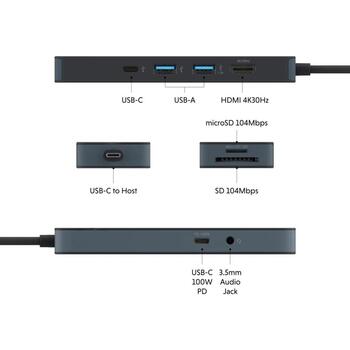 Hyper HyperDrive Flex 8 Port USB-C док-станция HD4102BKGL, 1 HDMI порт, черный (HD4102BKGL)