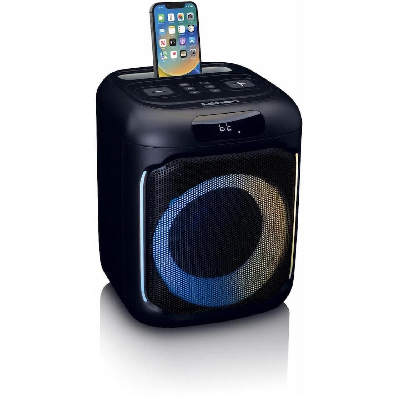 Lenco PA-101BK Bluetooth-колонка, 100 Вт RMS, IPX4, 14 ч, LED, TWS, микрофон, USB (PA-101BK)