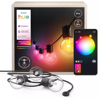 Philips Hue Festavia Globe 8720169371590, 21м, 30Вт, 30 ламп, IP65, Zigbee, 1000-20000K, 50лм, черный (8720169371590)
