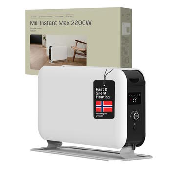 Konvekcijas sildītājs ar 2200 W jaudu trim jaudas līmeņiem piemērots 5–30 m² telpām balts CO2200LEDMAX Mill (CO2200LEDMAX)