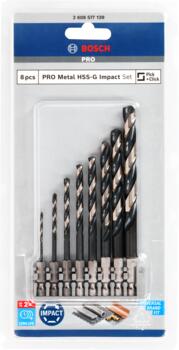 Triecienurbjmašīnām/triecienskrūvgriežiem, urbjmašīnām/skrūvgriežiem PRO METAL HSS-G SPIRĀLVEIDA TRIECIENURBJU KOMPLEKTS BOSCH 2608577139 (2608577139)
