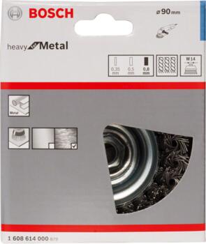 Stiepļu suka D 80 mm stieples d 0,8 mm, Lielām leņķa slīpmašīnām ar fiksācijas uzgriezni PRO METAL HEAVY STIEPĻU SUKA, 1608614000, BOSCH (1608614000)