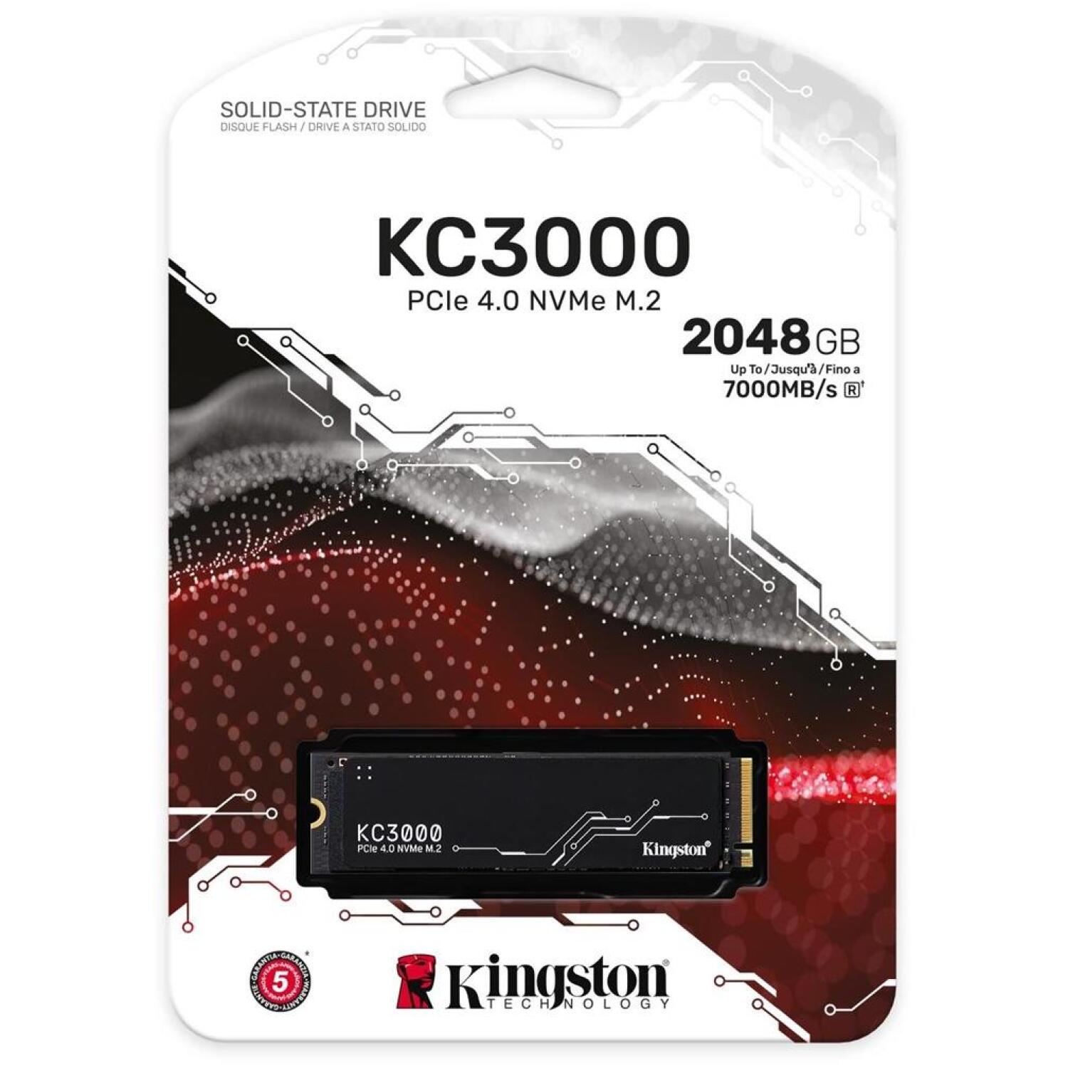 Kingston Твердотельный накопитель KC3000 SKC3000D/2048G, 2048 ГБ, PCIe 4.0, 7000 МБ/с, 3D TLC, Heatsink (SKC3000D/2048G)
