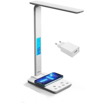 Media-Tech Лампа MT222, 36 LED, 4W, 3 цвета, 9 уровней яркости, 3000-6500K, беспроводное зарядное устройство 5-15W (MT222)