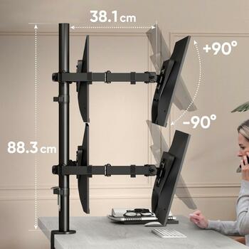 Onkron монитор, D421E-B, 13-32 дюйма, 32 кг, 75 x 75 мм, 100 x 100 мм, черный, регулировка высоты, угол наклона -90 - 90° (D421E-B)