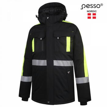 Pesso Ziemas jaka Nova NOVA_J-L, L, melna/dzeltena, 5000mm, 3000g/m² 24h, atstarojoša, noņemama kapuce (NOVA_J-L)