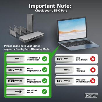 Digitus DA-70915 USB-C док-станция, 8 портов, 2x HDMI, 1x RJ-45, Gigabit Ethernet (DA-70915)