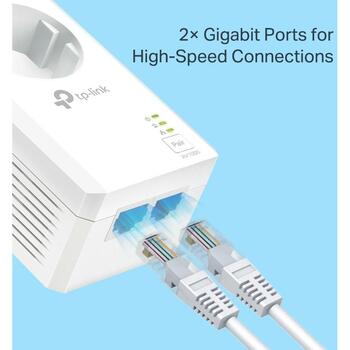 TP-LINK адаптер Powerline TL-PA7027P KIT, 1000 Мбит/с, 2 гигабитных порта, Plug and Play, 300 м рабочее расстояние (TL-PA7027PKIT)