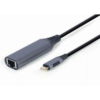 Gembird USB adapteris Type C uz LAN, 1 x USB-C, pelēks, 0.15 m (A-USB3C-LAN-01)