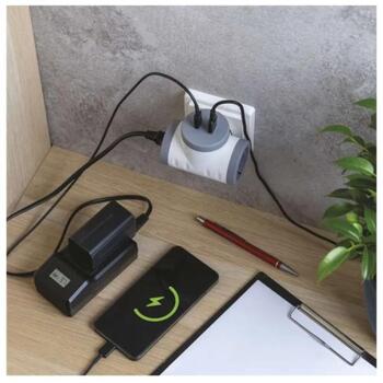 Emos Адаптер P0077PD, 2×2P+PE, 2×USB-A(QC20W), 1×USB-C(PD20W), 3680W, IP20, защита от детей (P0077PD)