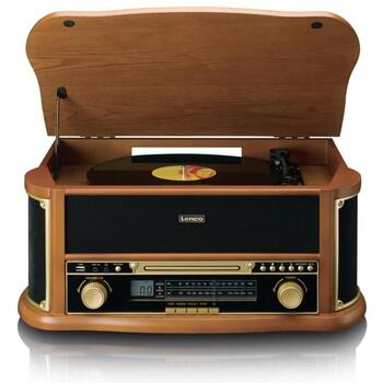 Lenco TCD-2551WD проигрыватель, 33/45/78 об/мин, 2x5 Вт, Bluetooth 5.0, AM/FM, CD, кассета, USB MP3, дерево (TCD-2551WD)