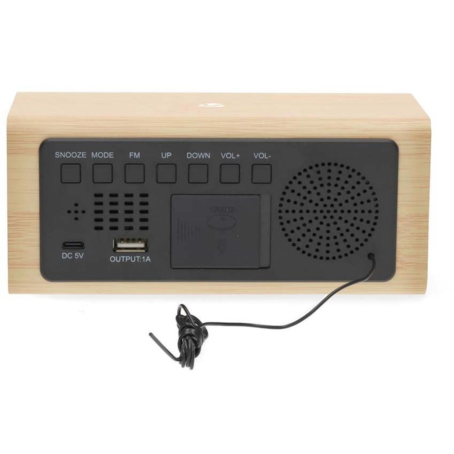 Nedis цифровые радиобудильник CLAR3004BN, FM, 15 станций, LED, 12/24ч, дата, термометр, 3 будильника, USB-C, CR2032 (CLAR3004BN)