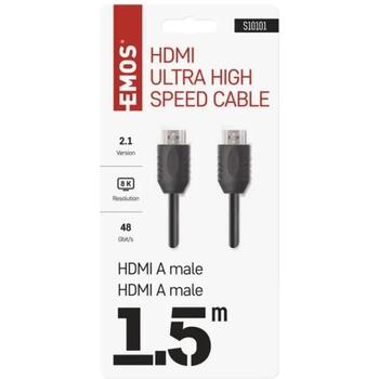 Emos Высокоскоростной HDMI 2.1 кабель Type A – Type A S10101, 1,5 м, 48 Гбит/с, 8K, Ethernet, ARC, поддержка 3D (S10101)
