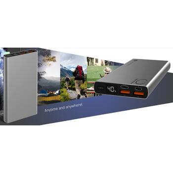 Navitel Lādētājs-akumulators PWR10 AL Silver, 10000mAh 3.7V 37Wh, 22,5W, USB-C 5V 2,6A, 9V 2A, 12V 1,5A, Mikro USB 5V 2A, 9V 2A (PWR10 AL Silver)