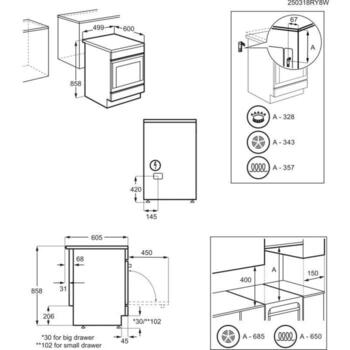 AEG керамическая плита CCB56490BM, 58л, 8605Вт, 230В, функция пара, AirFry, телескопические направляющие (CCB56490BM)