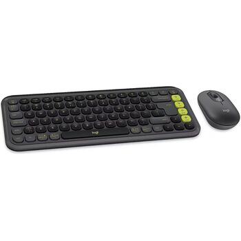 Logitech POP Icon Combo Klaviatūra + Pele 920-013140, 1000mAh, 36m akumulatora darbības laiks, Bluetooth, 10m bezvadu diapazons (920-013140)