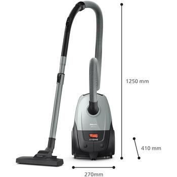 Philips пылесос XD2142/12, 850 Вт, 3 л, цилиндрический, сухая уборка, мешок для пыли, черный/серый (XD2142/12)